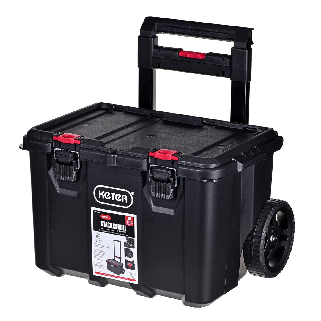 Keter Stack N Roll Cart - Toolbox on Wheels - Durable Rolling Base