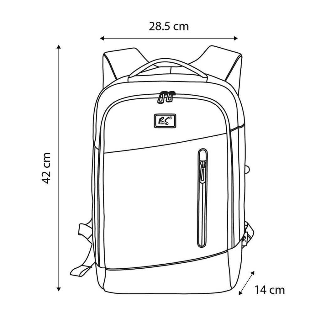 nano RS Laptop Backpack 15.6" Black Waterproof RS204 B