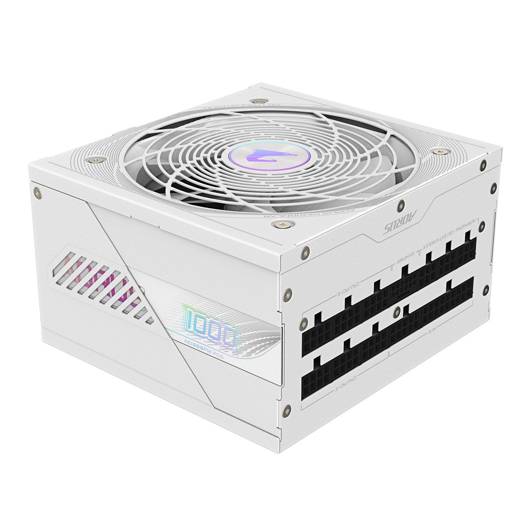 GIGABYTE AORUS ELITE P1000W ICE Power Supply Unit - PCIe 5.0  80 PLUS Platinum  Fully modular design  120mm Fan  ATX 3.0 compatible  EU Plug