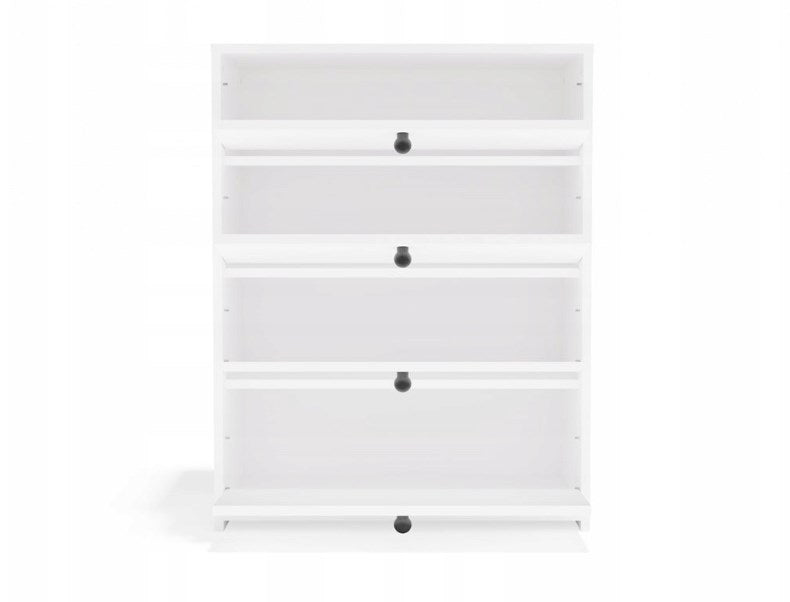 LOKA Shoe Cabinet White 4 Hinged Doors Model LOKA