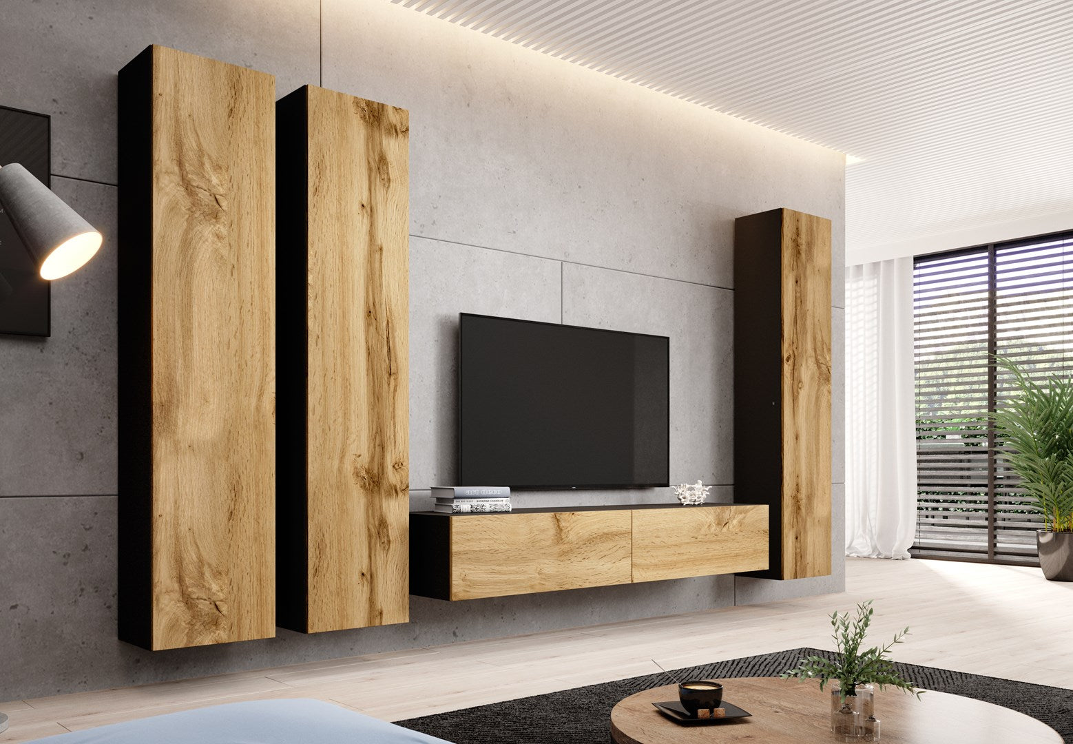 Cama Full Cabinet VIGO '180' 180/40/30 Black/Wotan Oak