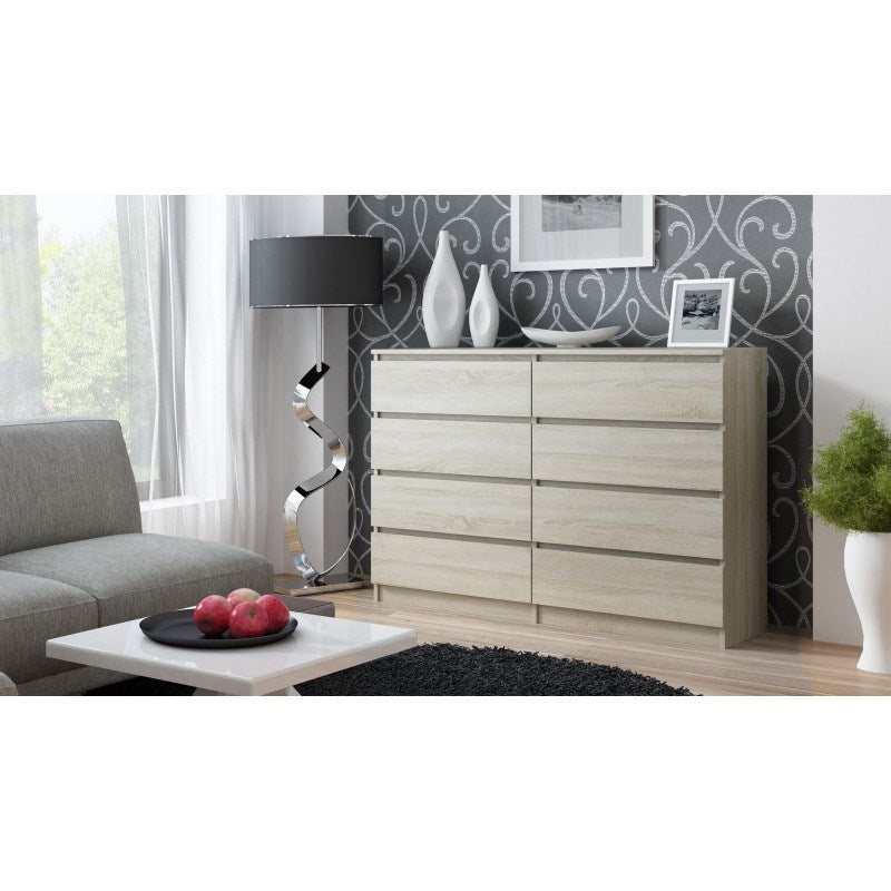 MALWA Chest of Drawers 8 Drawers 140 cm Sonoma Oak M8 140