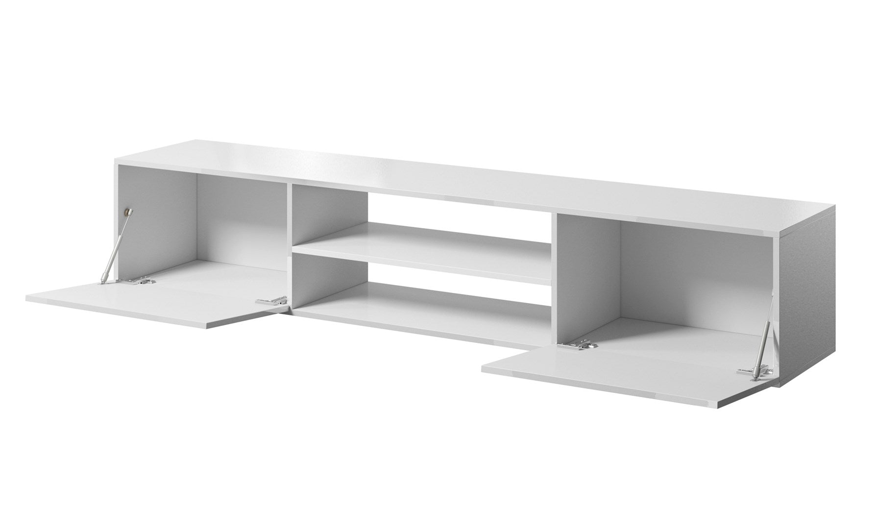 RTV Cabinet SLIDE 200K 200x40x37 cm All Glossy White - 2 Doors, 1 Shelf