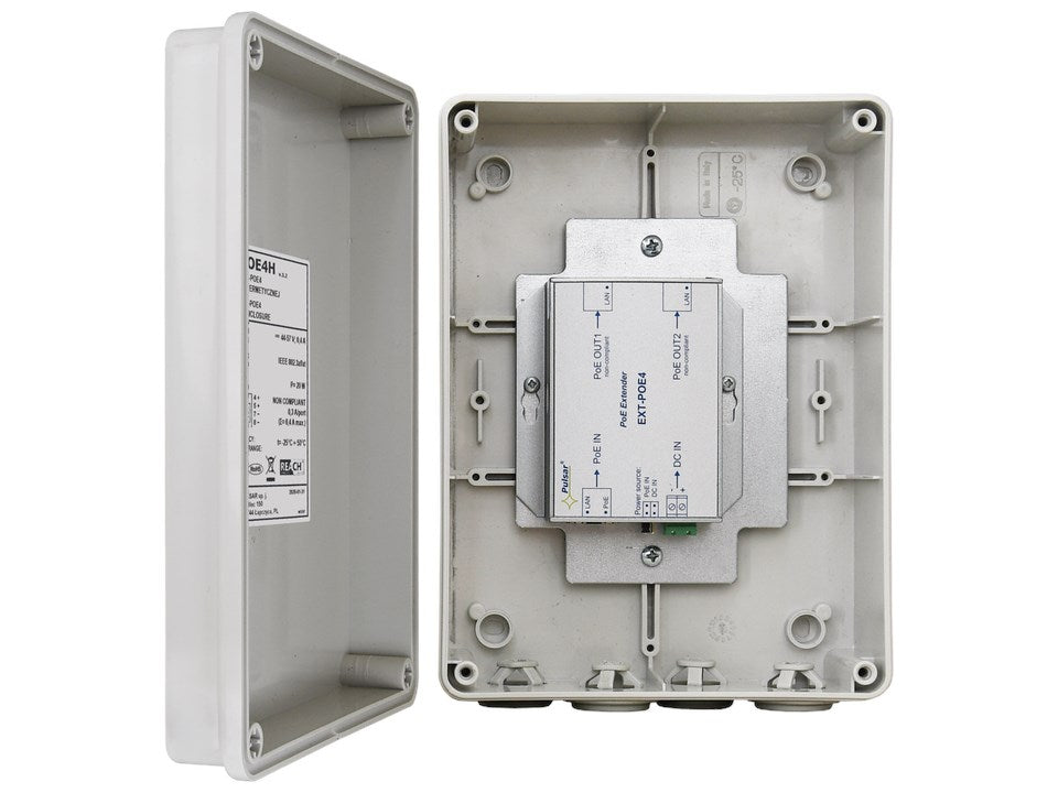 Pulsar EXT-POE4H Hermetic POE Extender for 2 IP Cameras 48V