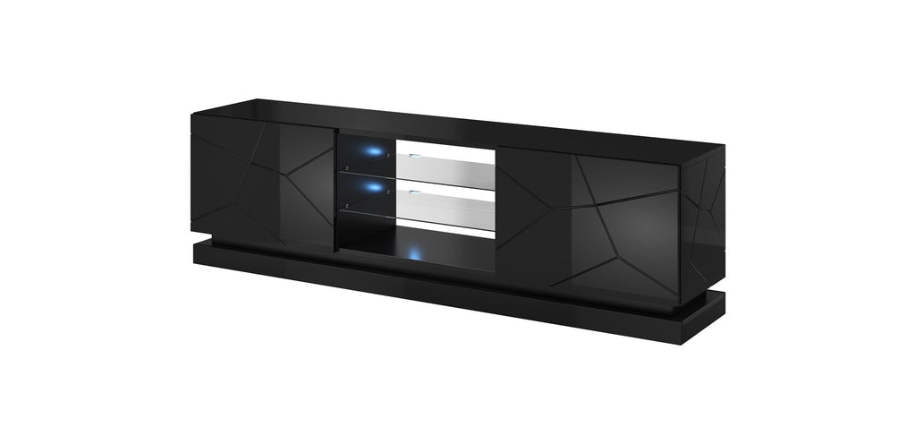 Cama TV Cabinet QIU 200 MDF Black Gloss/Black Gloss
