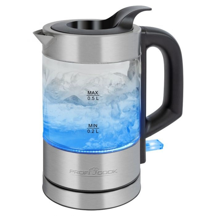 ProfiCook Electric Kettle 0.5 L 900-1100 W Stainless Steel Transparent PC-WKS 1228 G