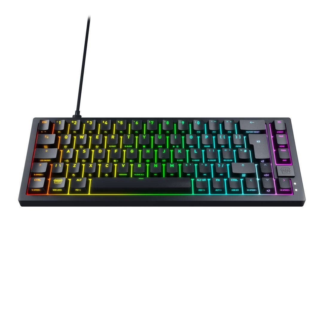 CHERRY XTRFY K5V2 Mechanical Gaming Keyboard - 65% Layout - Cable - DE Layout - Cherry MX2A Red - CX-K5V2-RGB-CPT-BLACK-R-GER