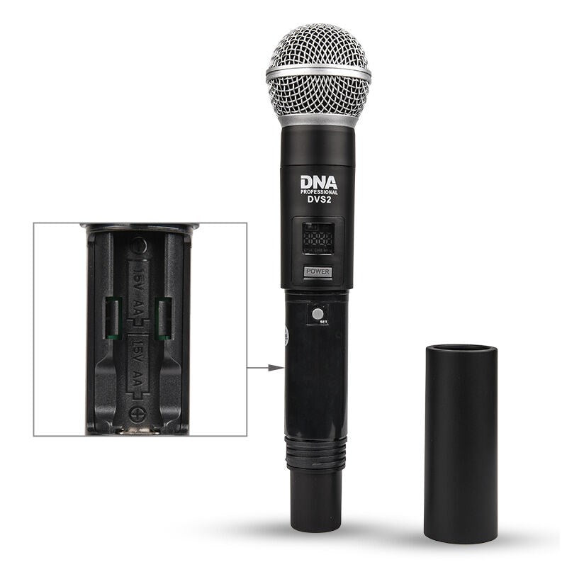 DVS2 Wireless Microphone System 2x Handheld Transmitter + Base UHF 560-590 MHz