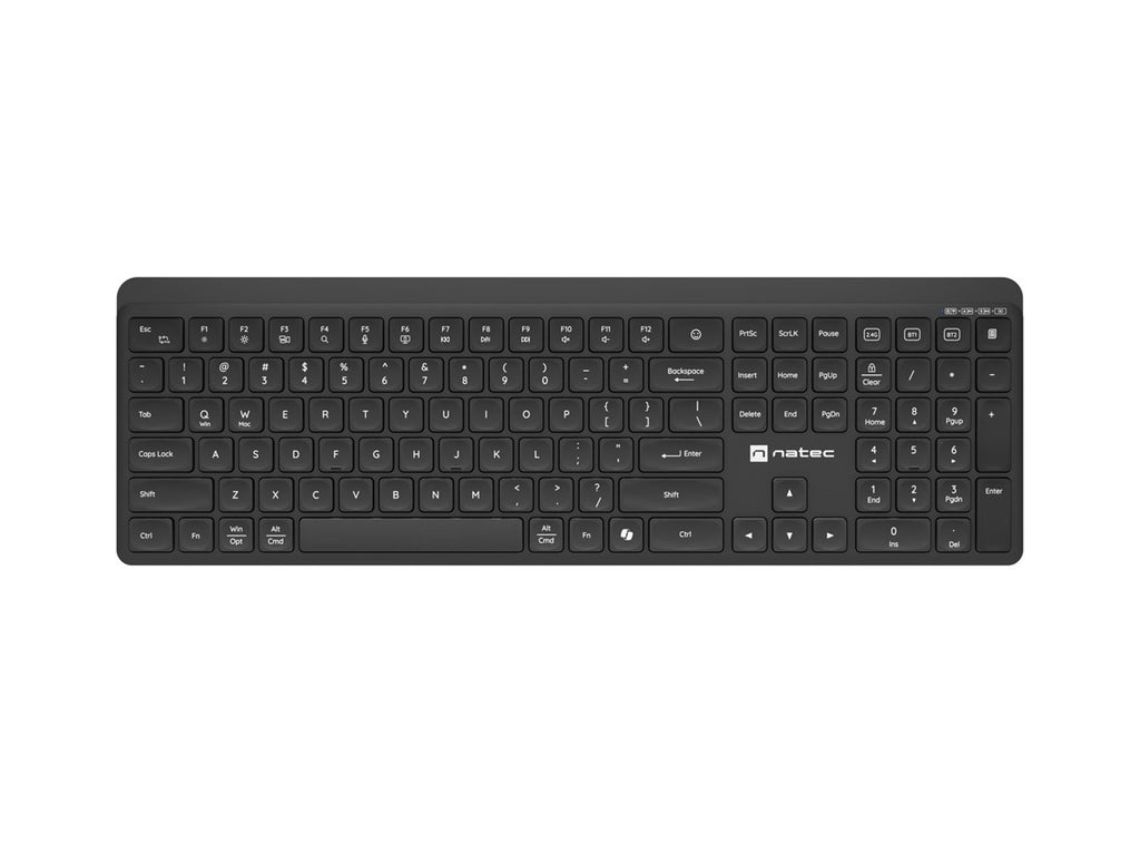 Natec Tang US wireless keyboard BT + 2.4 GHz quiet slim black