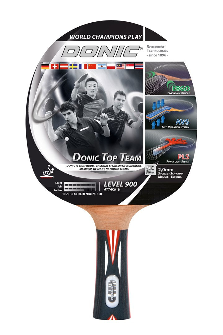 Donic Top Team 900 Table Tennis Racket - Black, Red, White | 2781-uniw
