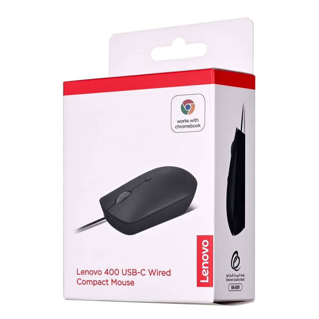 Lenovo 400 Compact Wired Optical Mouse - 4 Buttons - Raven Black - GY51D20875