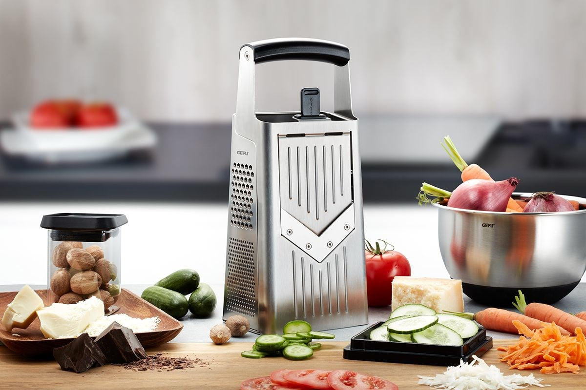 GEFU Manual Grater/Spiralizer Box Grater Black Silver 10761