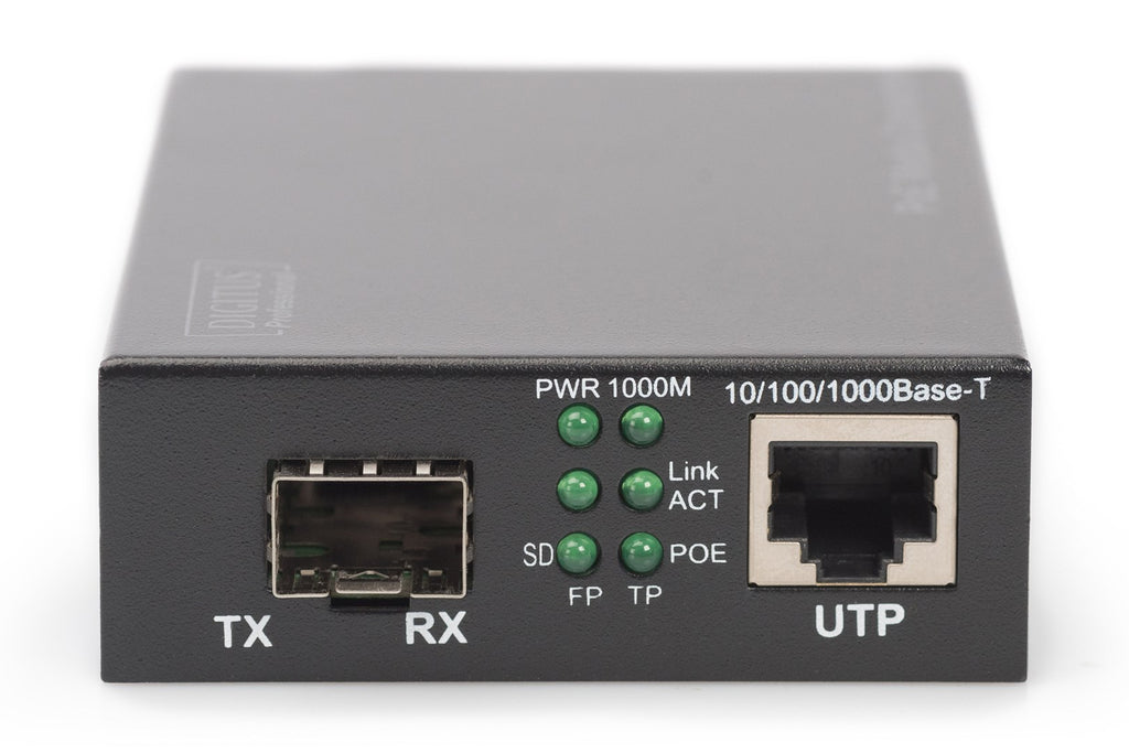 DIGITUS Professional DN-82140 - Medienkonverter - GigE - 10Base-T, 100Base-TX, 1000Base-T, 1000Base-X - RJ-45 / SFP (mini-GBIC) - bis zu 80 km (DN-82140)