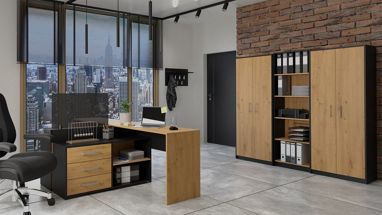 Topeshop OLIV 2D Office Bookcase Anthracite/Artisan Oak