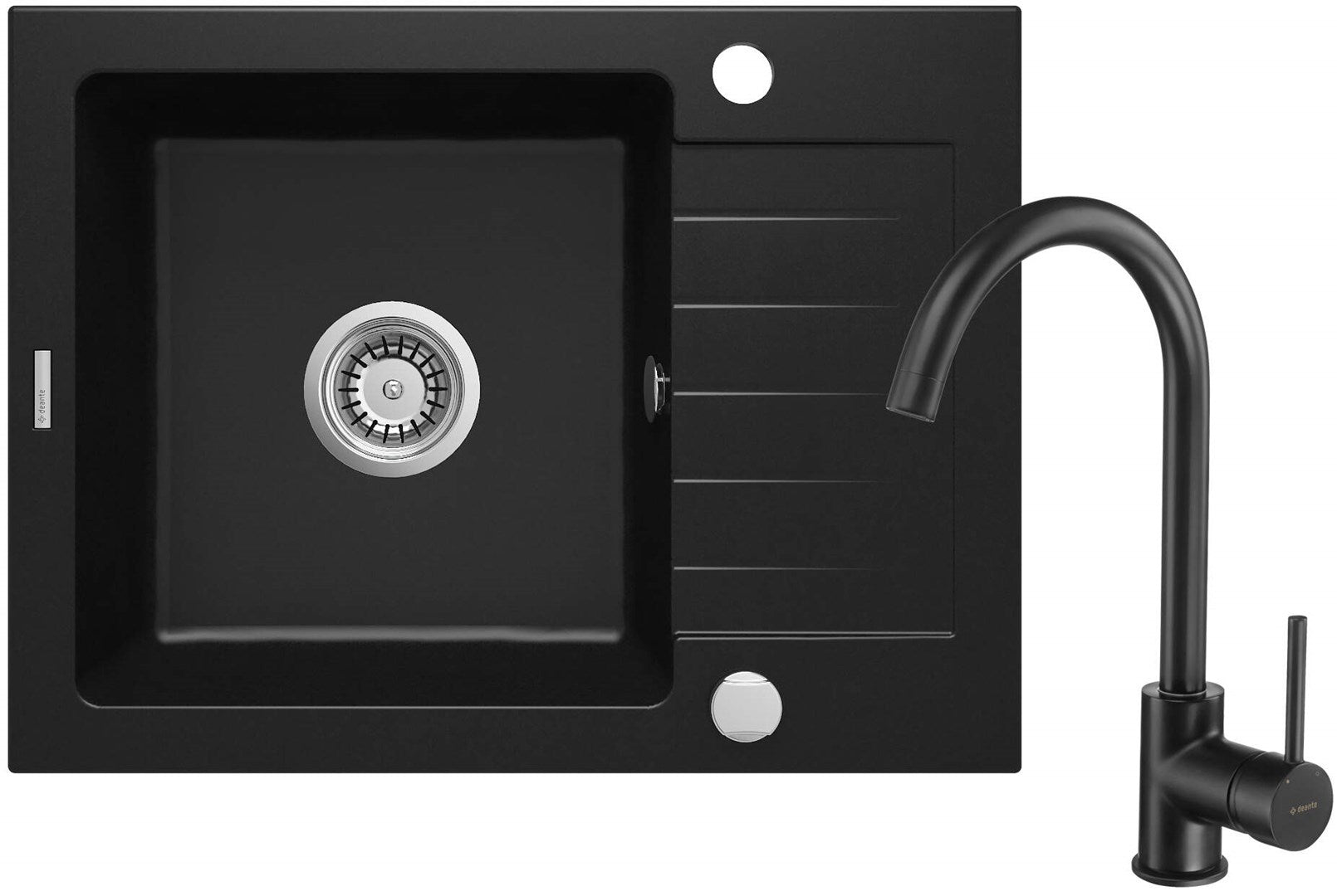 Granite sink with 1-bowl faucet with drainer