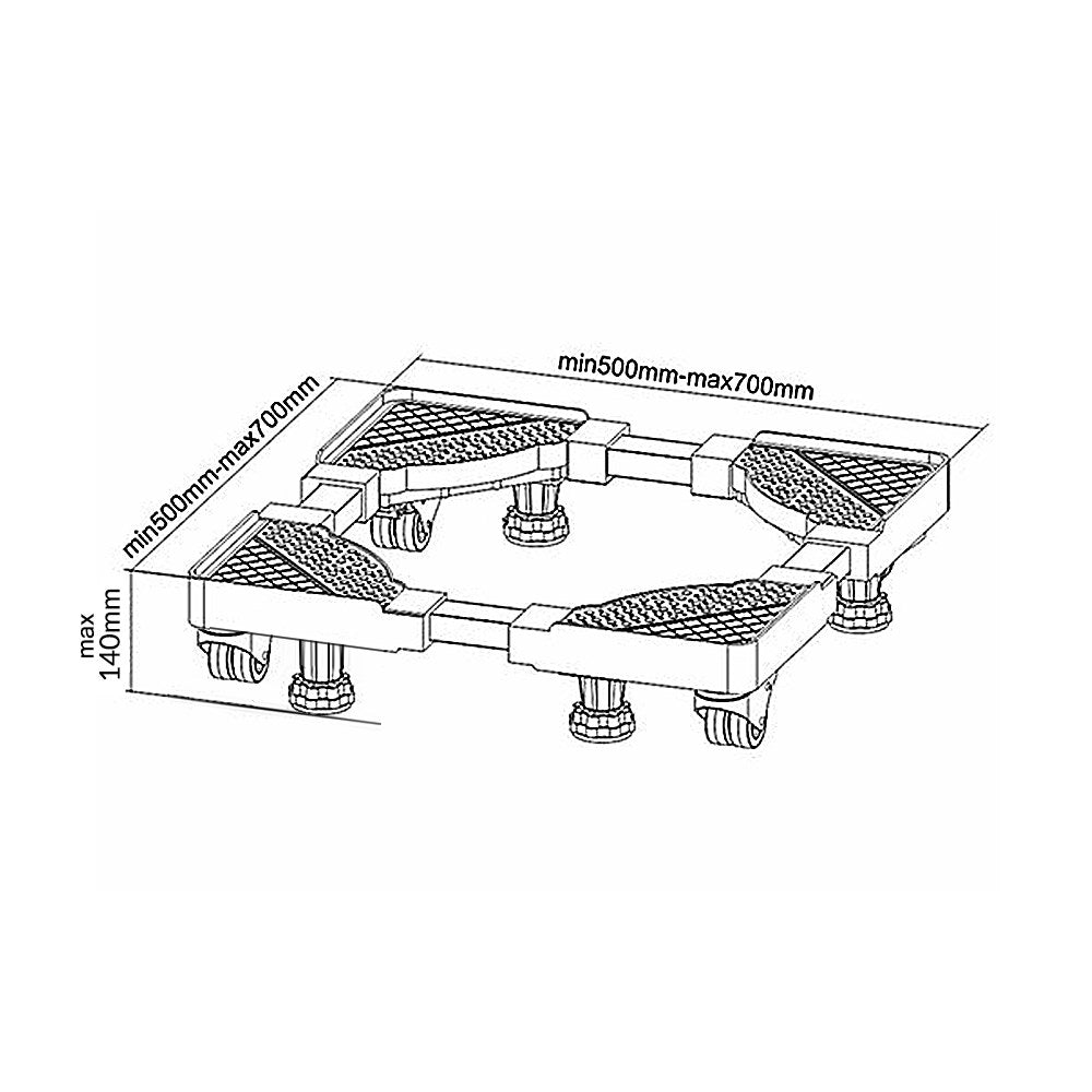 Maclean MC-855 Universal Adjustable Base for Washing Machine 250 kg Max Width 500-700 mm