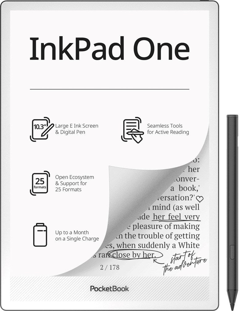 POCKETBOOK InkPad One - 10.3-Inch E Ink Touchscreen eReader with Adjustable Frontlight 3-Zoll