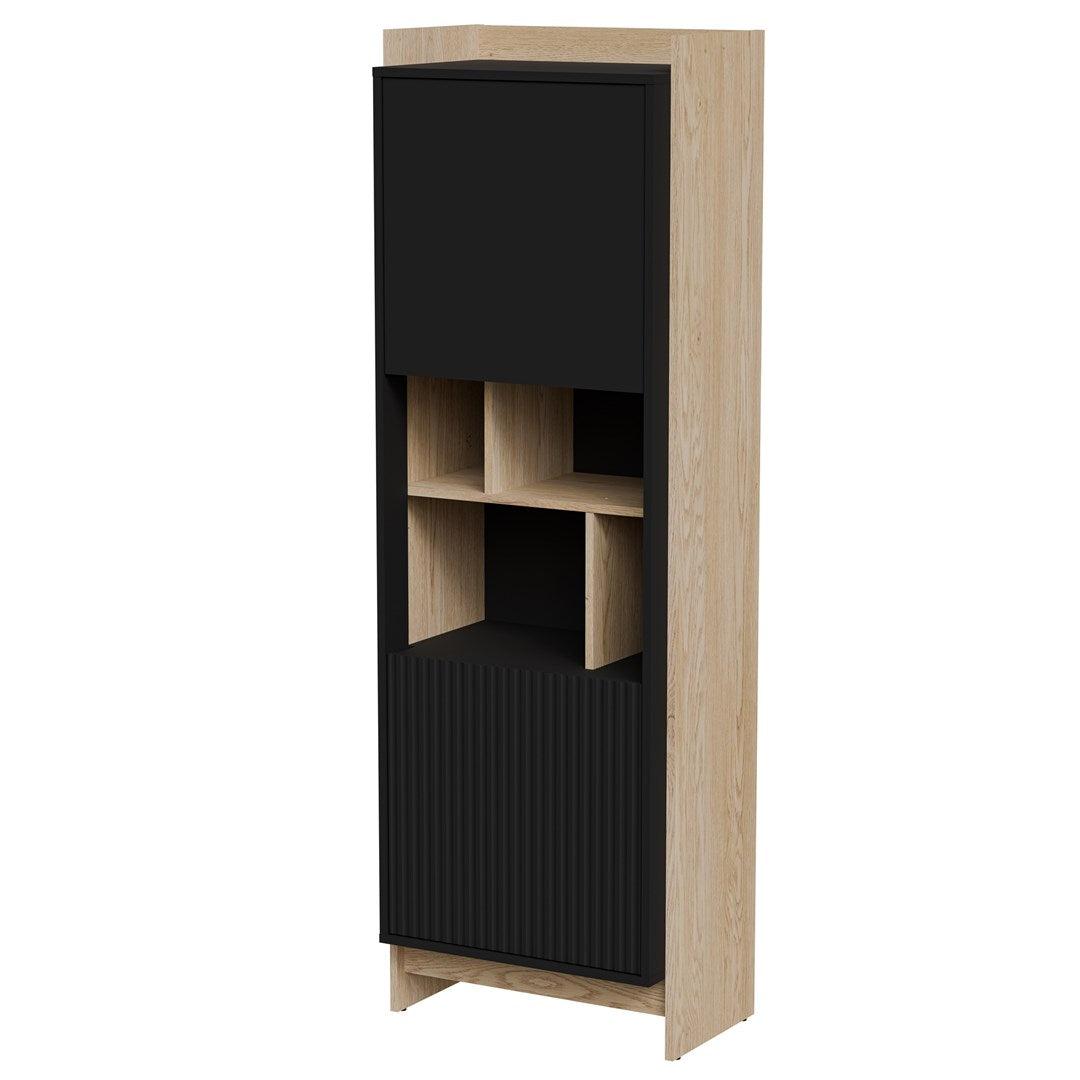 Cama Display Cabinet 59x38x180 Oak/Black PORTO