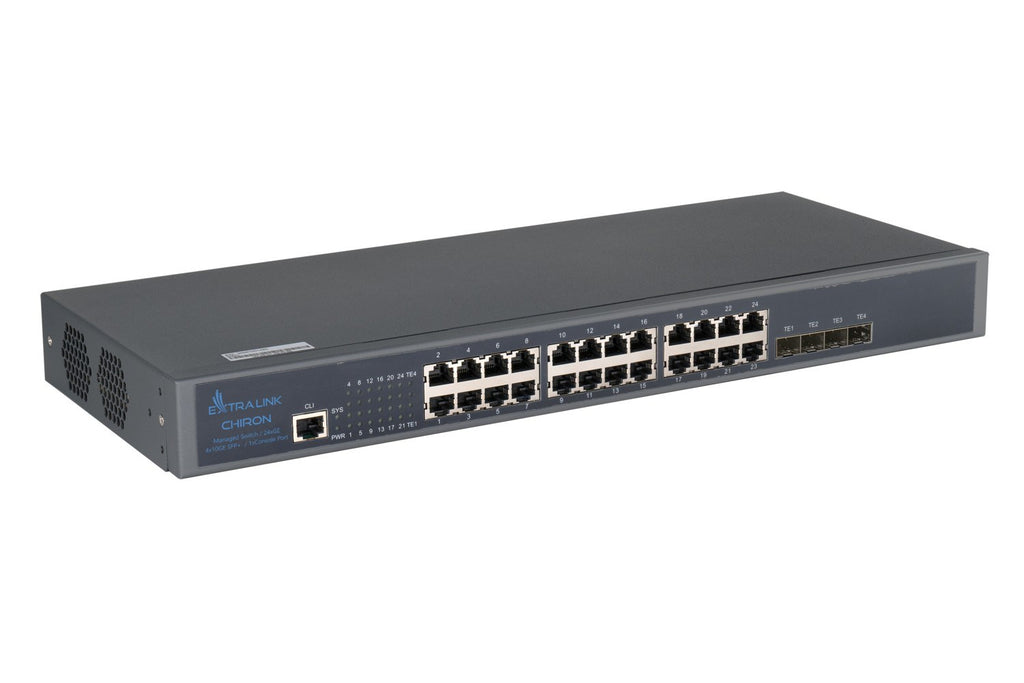 Extralink Chiron 24-Port Gigabit Switch with 4 SFP+ L3 Managed 24x RJ45 1000Mb/s