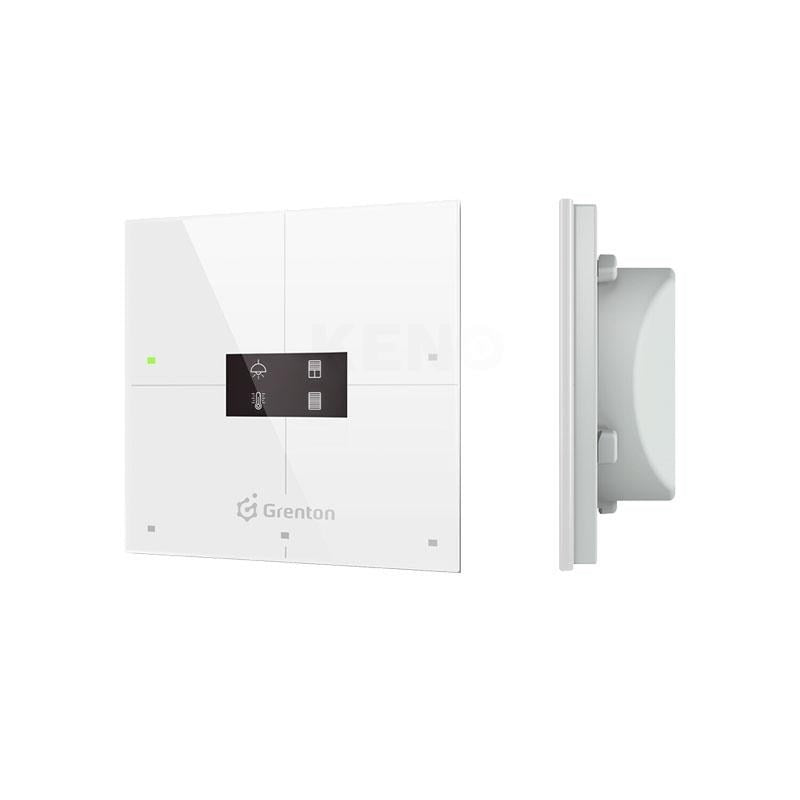 Grenton smart panel / 4 touch fields / OLED / TF-Bus display / white glass front