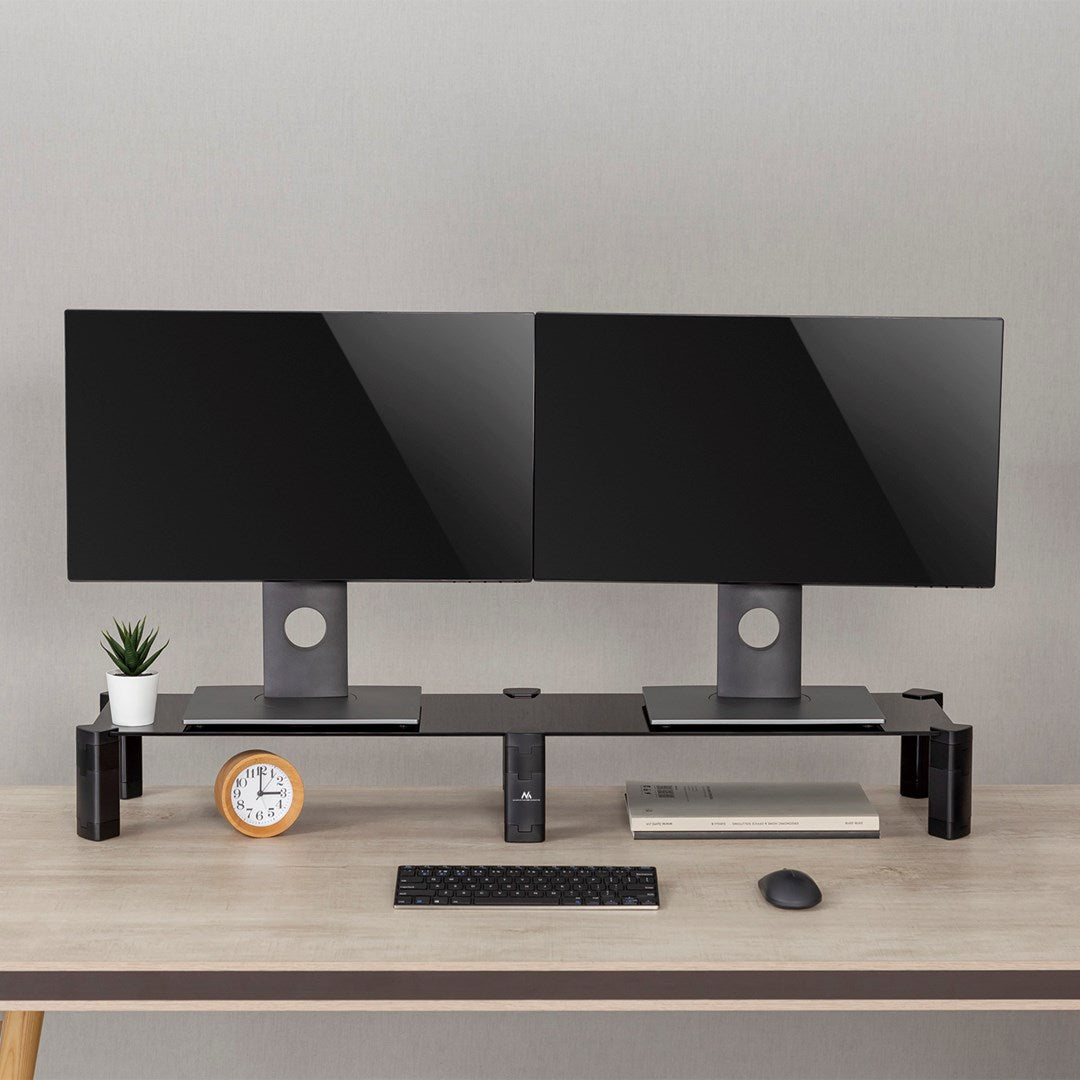 Dual Monitor Stand - Double Maclean max. 20 kg tempered glass MC-936 1029x285x127mm