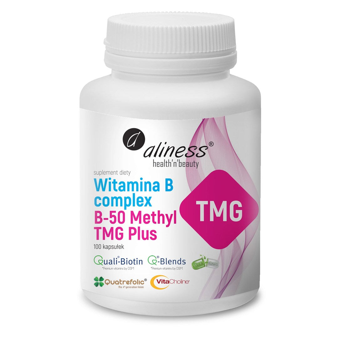 Aliness Witamina B Complex B-50 Methyl TMG PLUS Dietary Supplement 100 Capsules