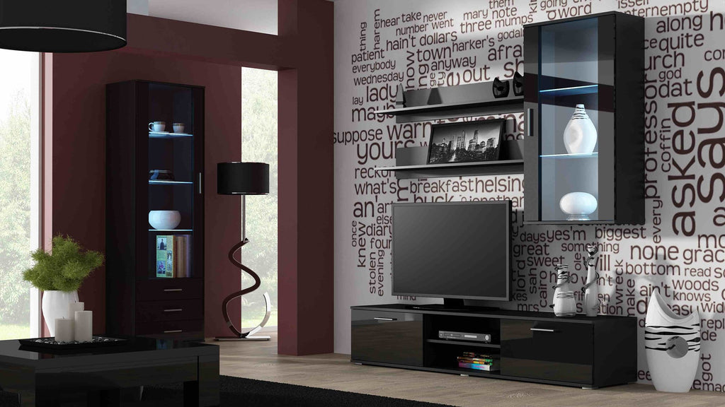 Cama Display Cabinet SOHO S1 Black/Black Gloss