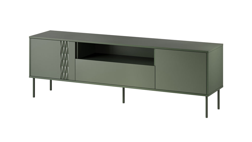 Cama EF TRESSE RTV Cabinet 180x40x54.5 Matte Green - 3 Doors, 1 Shelf