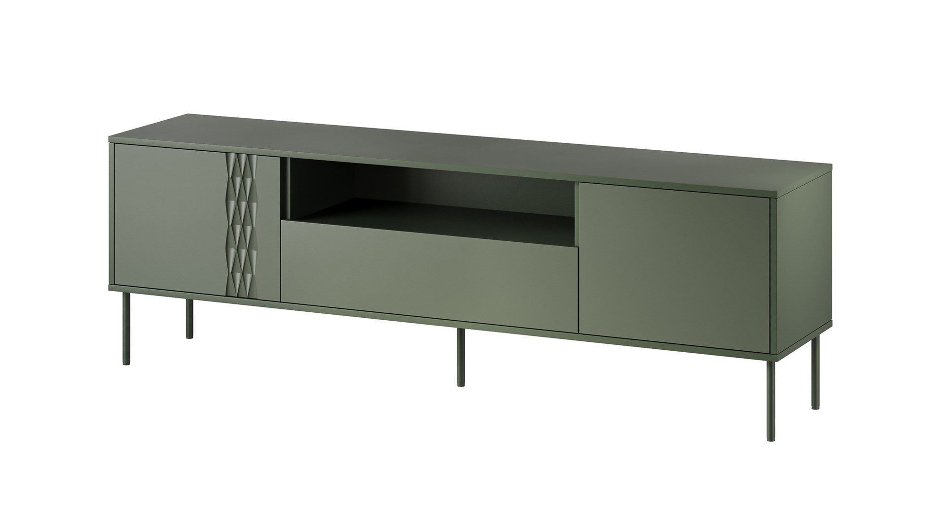 Cama EF TRESSE RTV Cabinet 180x40x54.5 Matte Green - 3 Doors, 1 Shelf