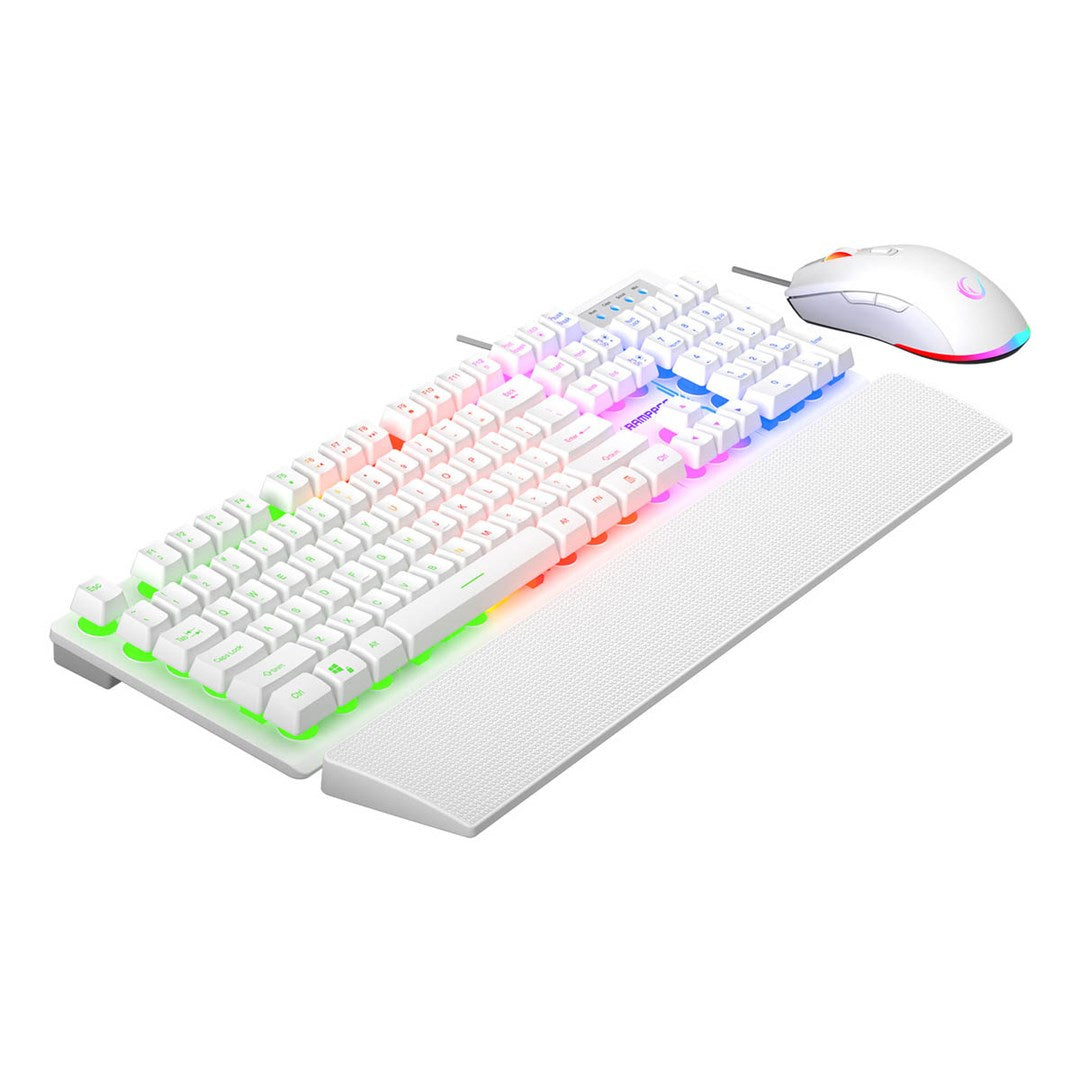 RAMPAGE FORTUNA GAMING SET KEYBOARD WITH MOUSE PAD AND MOUSE White