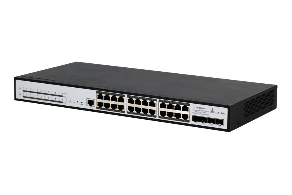 Extralink Chiron Pro | Switch PoE | 24x RJ45 1000Mb/s PoE  4x SFP+  L3  zarządzalny  370W