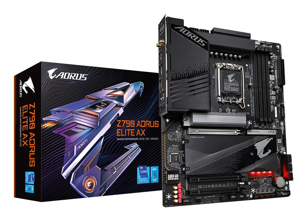 GIGABYTE Z790 AORUS ELITE AX Motherboard - Supports Intel Core 14th CPUs 7600MHz DDR5 4xPCIe 2.5GbE