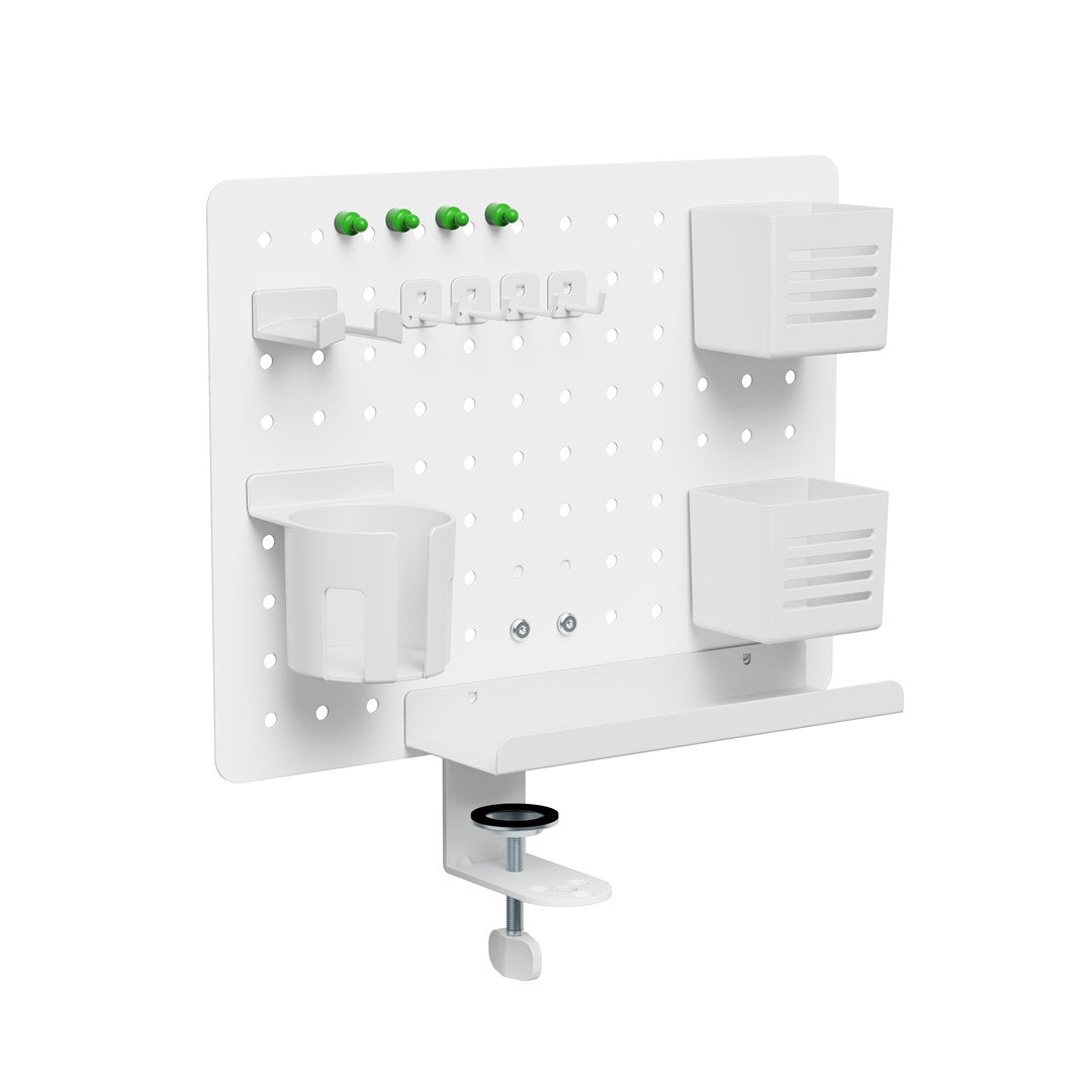 Activejet APB-002W Desk Organizer, Rotating Perforated Board, Grey and White | Model: APB-002W