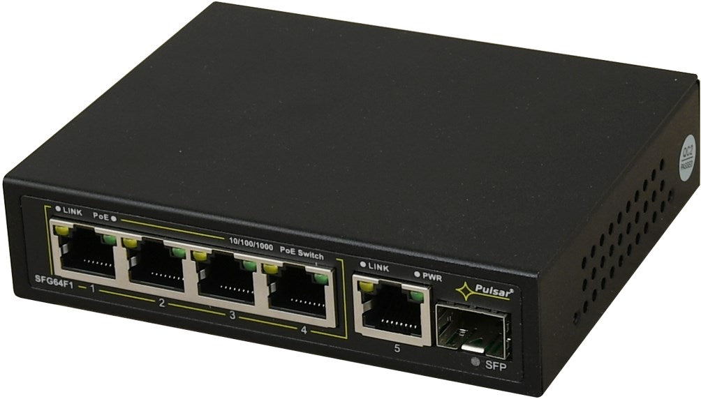 Pulsar SFG64F1 6-Port PoE Switch for 4 IP Cameras 10/100/1000