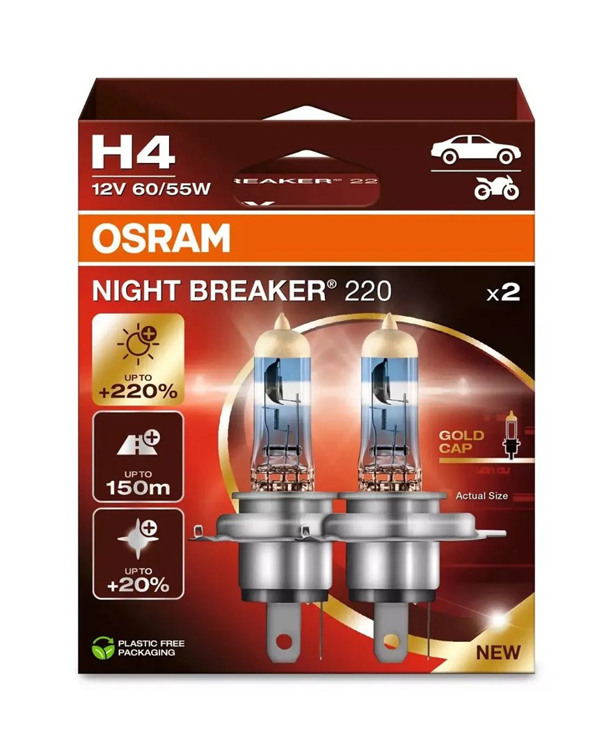 OSRAM NIGHT BREAKER 220 H4 CAR HALOGEN BULB 2 pc(s)