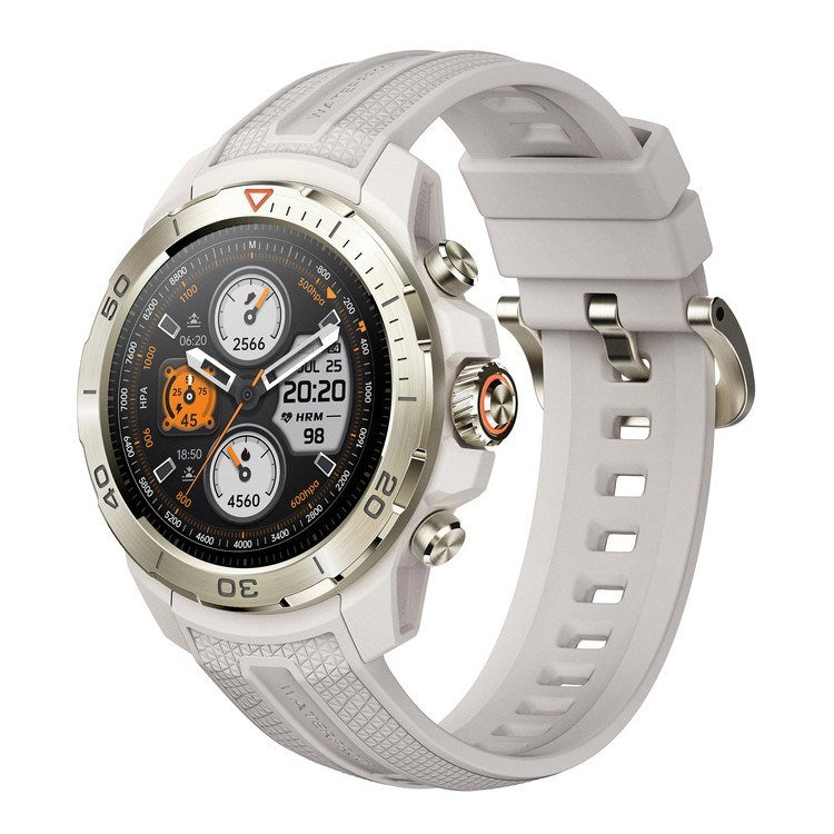 Mibro GS Explorer Smartwatch (Desert White) Dual-Band GPS, 10ATM Waterproof, 150+ Sports Modes