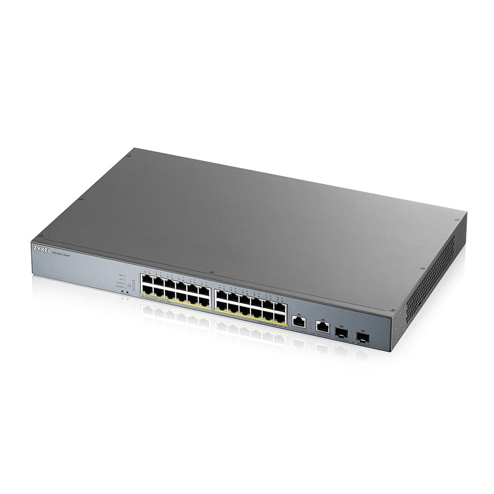 Zyxel GS1350-26HP Smart Switch 24 x 10/100/1000 PoE+ 2 x Combo Gigabit SFP Desktop Rack Mountable (GS1350-26HP-EU0101F)