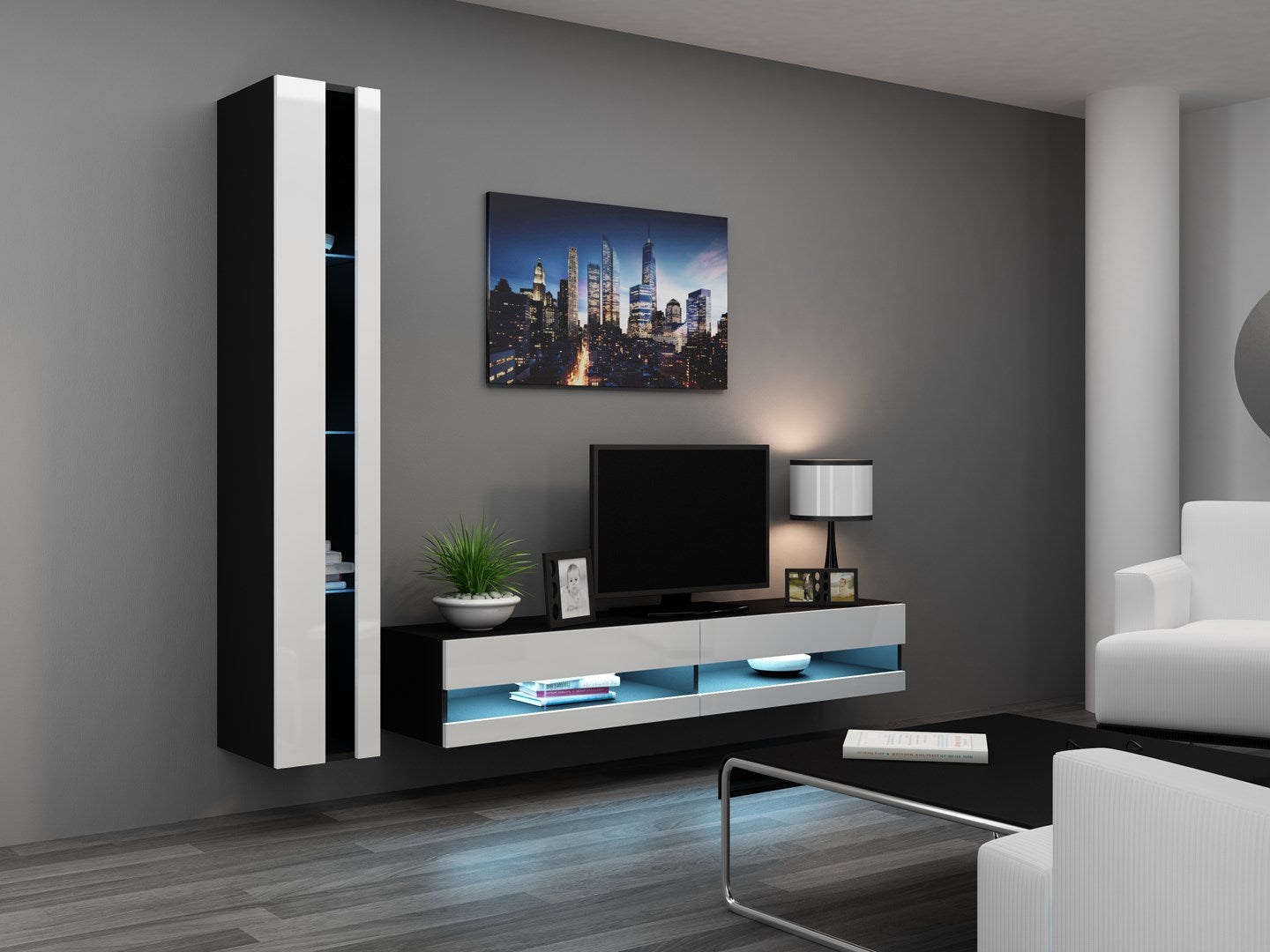 Cama VIGO NEW TV Stand 30/140/40 Black/White Gloss