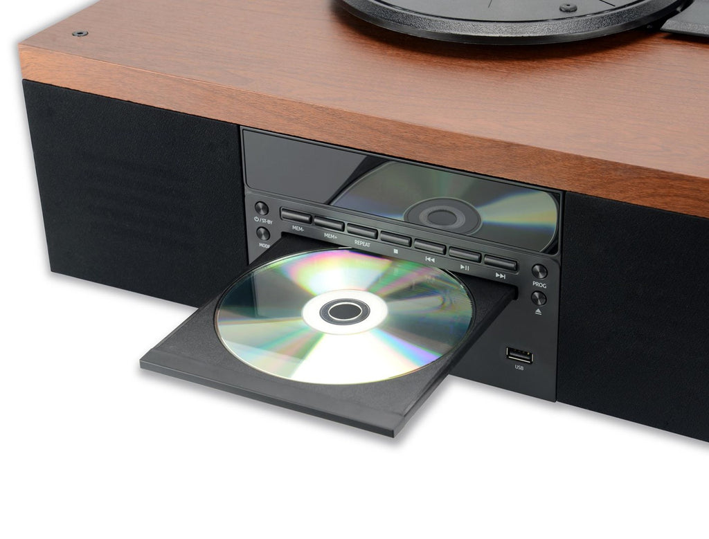 AKAI ATT-14BT Turntable with CD and FM Function Black, Wood