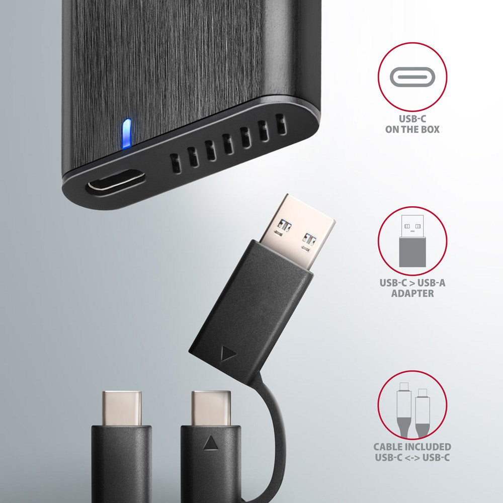 AXAGON SSD Enclosure USB-C 3.2 Gen 2 for M.2 NVMe & SATA EEM2-SB2