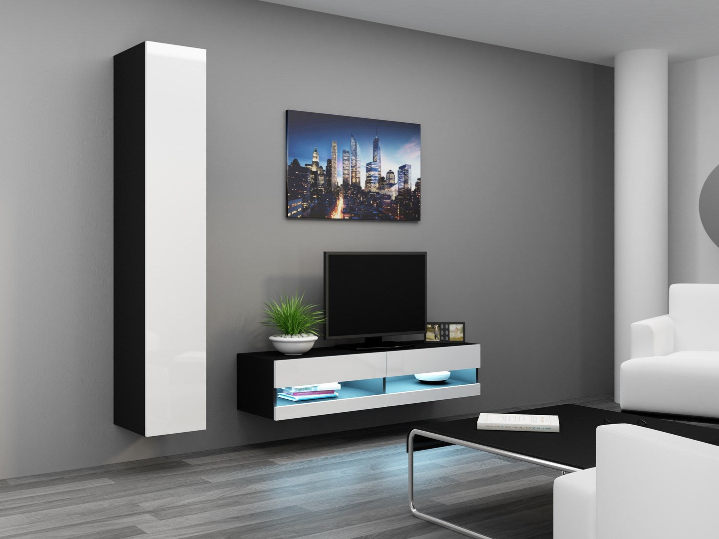 Cama VIGO NEW TV Stand 30/140/40 Black/White Gloss