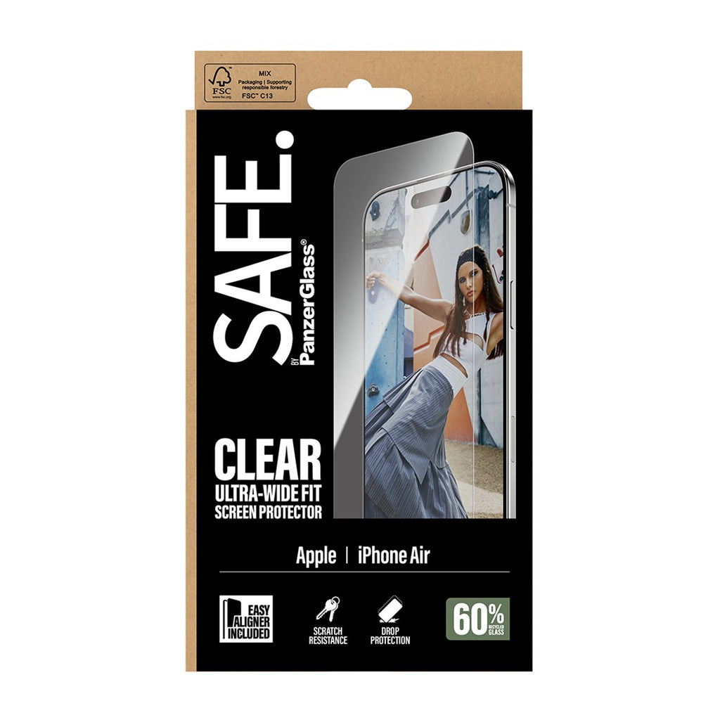 PanzerGlass SAFE. by ® Screen Protector iPhone Air | Ultra-Wide Fit w. EasyAligner Clear screen protector Apple 1 pc(s)