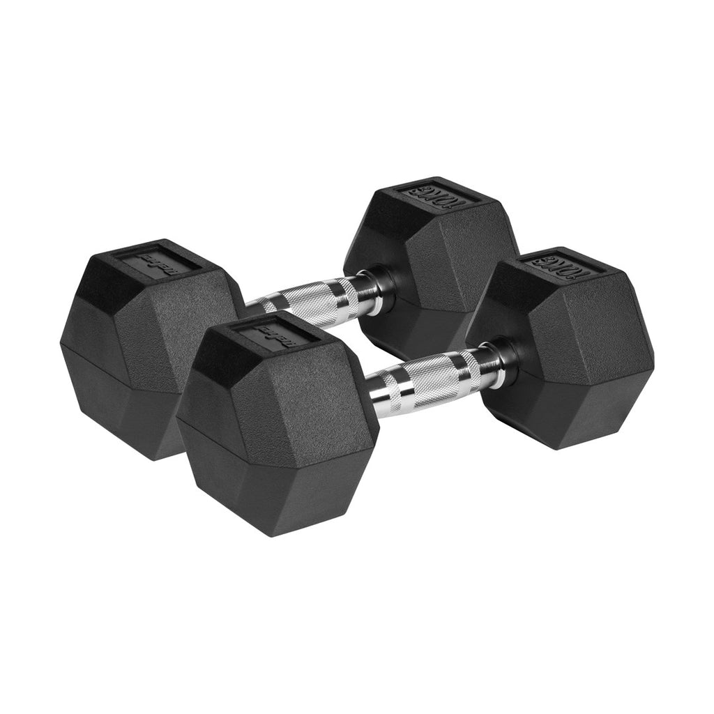 REBEL ACTIVE Rubber-coated Cast Iron Dumbbells 2x10 kg