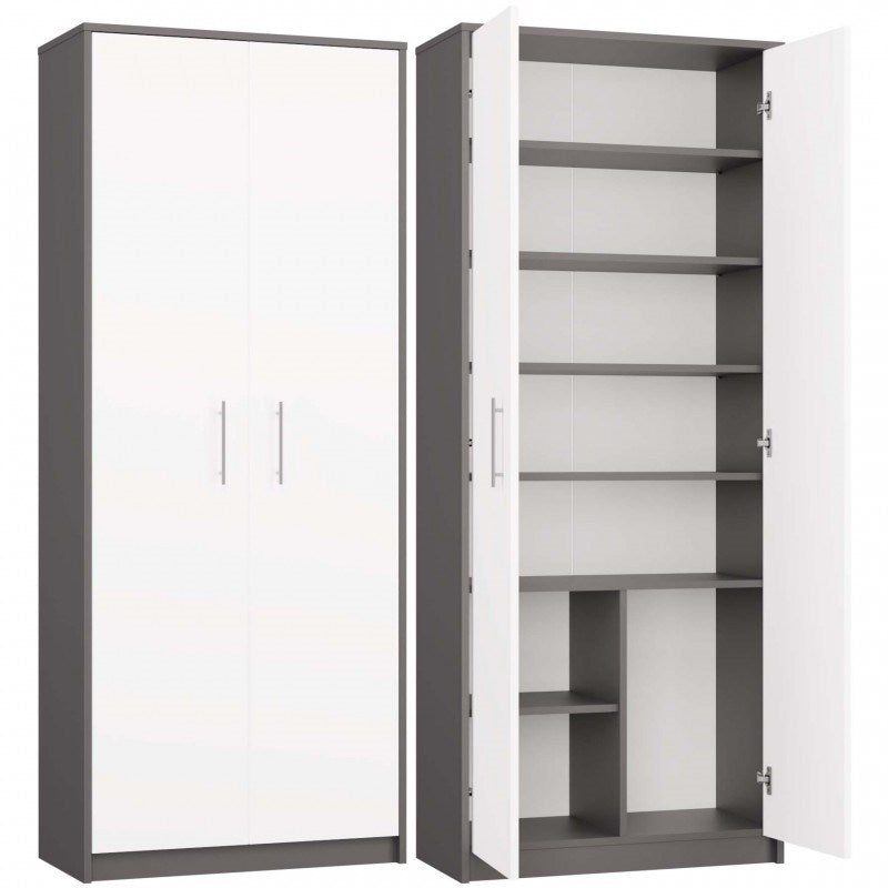 OLIV 2D Closed Shelving Unit Anthracite/White Set
