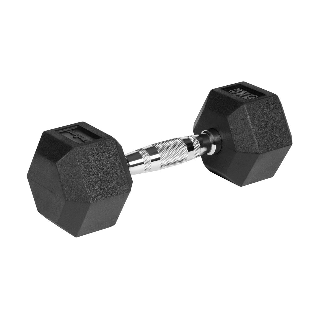 REBEL ACTIVE Rubber-coated cast iron dumbbells 2x5 kg