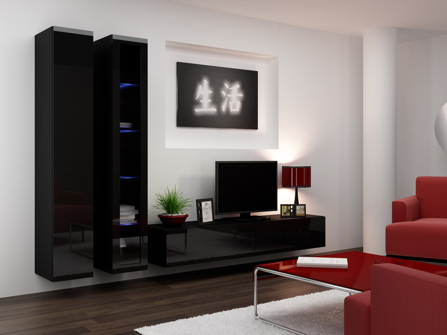 Cama Glass-case VIGO '180' 180/40/30 Black/Black Gloss