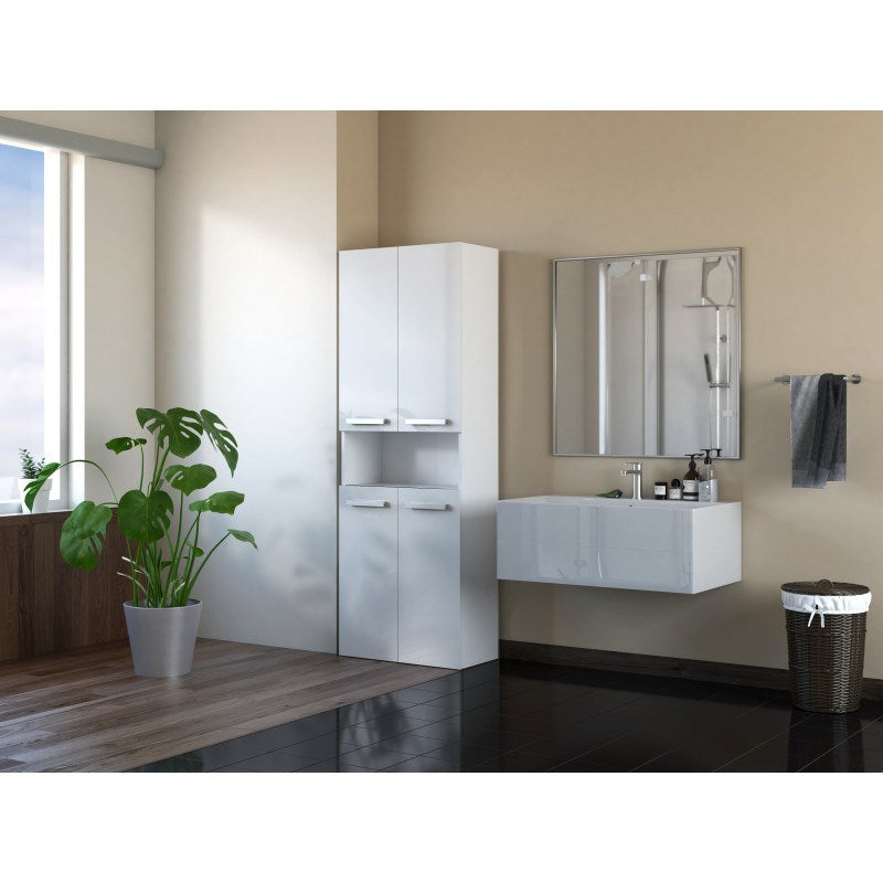 NEL DK 1K Bathroom Storage Cabinet Gloss White 60x30x174 cm