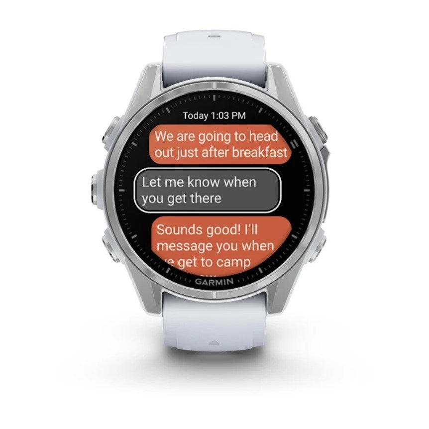 Garmin Fenix 8 Sports Watch - 43 mm Silver, Silicone Band, 32GB, Bluetooth, Wi-Fi, ANT+