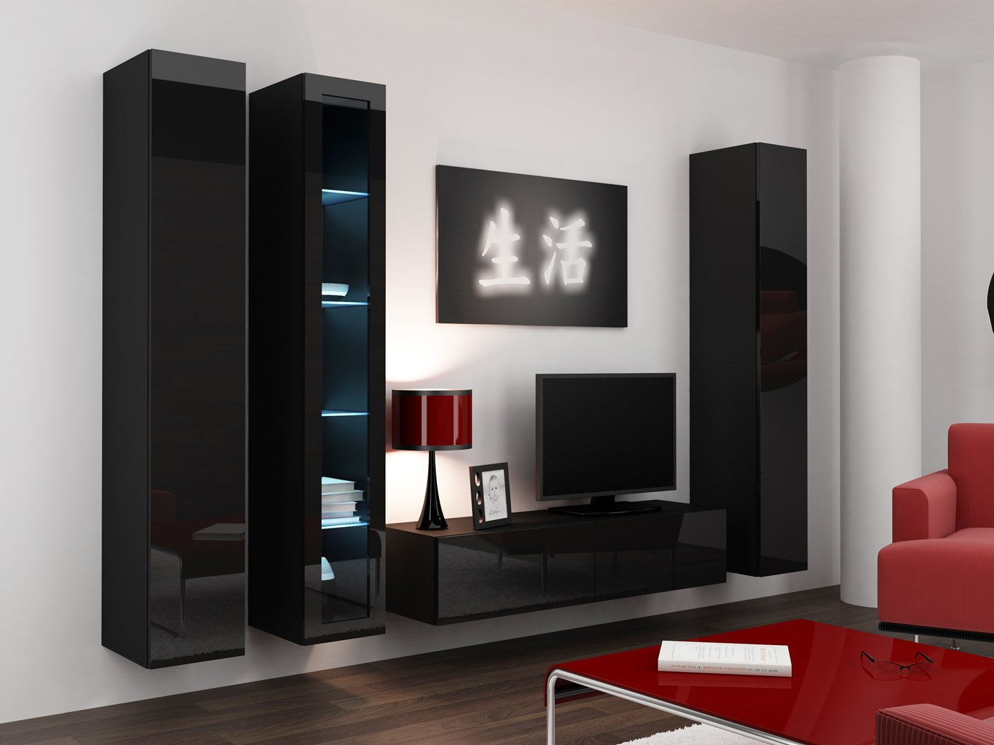Cama Glass-case VIGO '180' 180/40/30 Black/Black Gloss