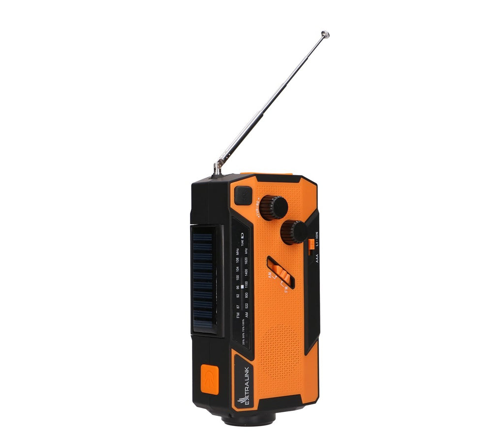 Extralink RADIO AWARYJNE SOLARNE Z KORBKA DYNAMO POWERBANK 4000MAH Z LATARKA SOS SR-4000 Portable Analog Black  Orange